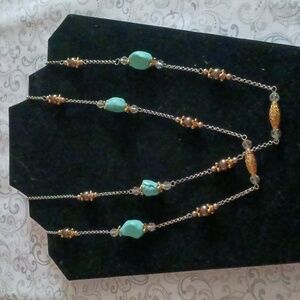 Brighton Turquoise Silver and Gold Necklace
